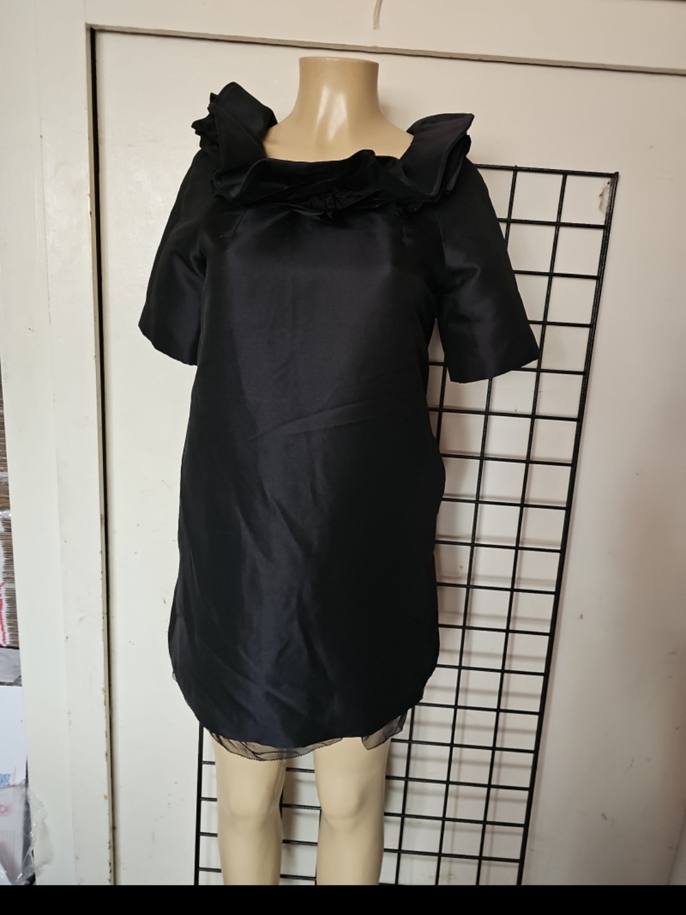 Roots Black Ruffled Neck Mini Dress